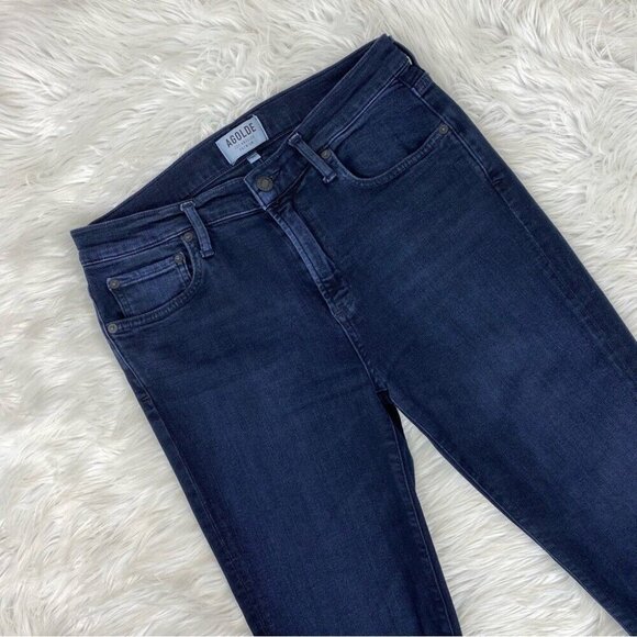 Agolde Denim Women’s Dark Blue Designer Mid-Rise Skinny Luxury Jeans W29/L27 - Picture 4 of 15